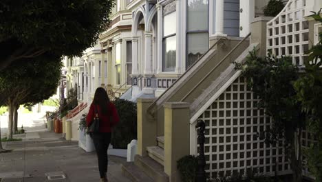 woman walking in a city street