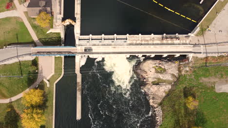 drone flying over hydroelectric power station