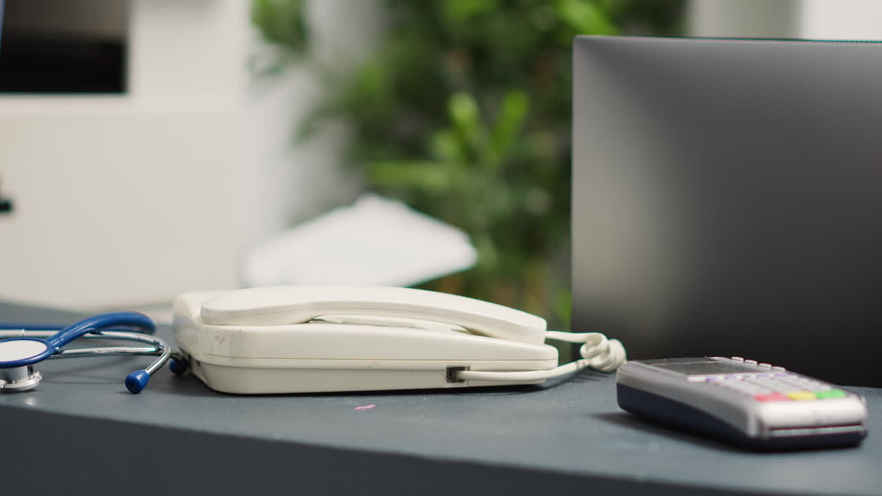 Facility counter with landline phone