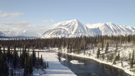 drone shot of yukon mountains