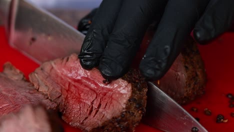 chef slicing a gourmet steak