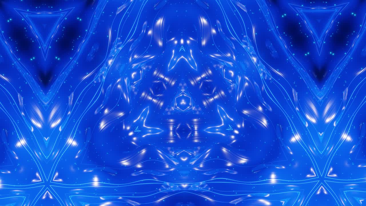 estructuras 3d simétricas abstractas con animación en bucle, gradientes de color azul suave. efecto caleidoscopio con ondas fractales abstractas. hermoso fondo abstracto con patrón 3d. dof