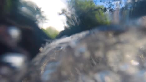 slow motion of fast rushing river water covering