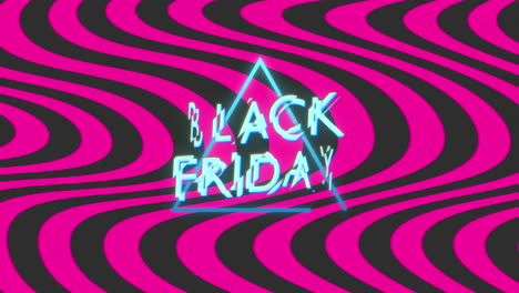 viernes negro con triángulo azul neón en el patrón de ondas rojas y negras