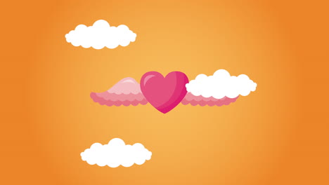 valentines day animated card with heart flying