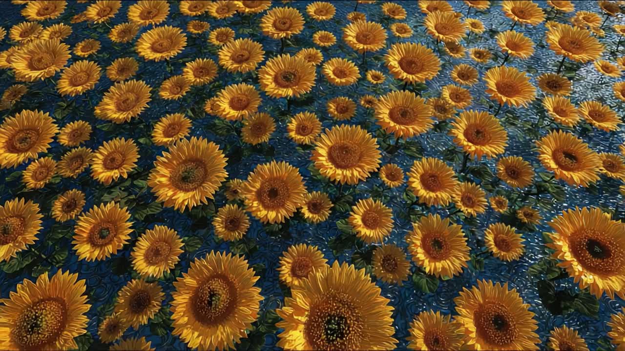 A Stunning Display of Sunflowers Stretching Across a Vivid Background, Showcasing Nature's Vibrant Beauty and the Cheerful Essence of Summer Blooms