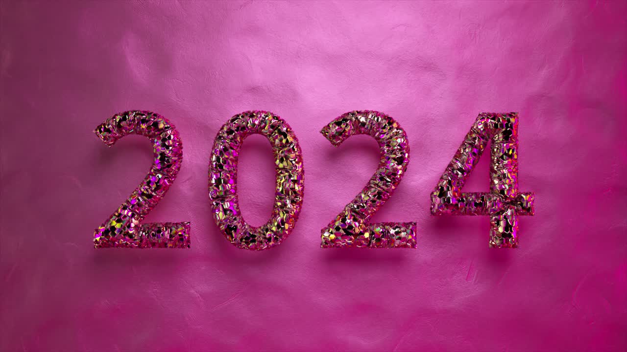 texto de brillo 2024 en fondo rosado