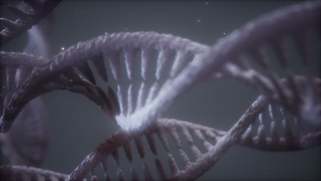 estructura helicoidal doble de la cadena de adn animación de primer plano