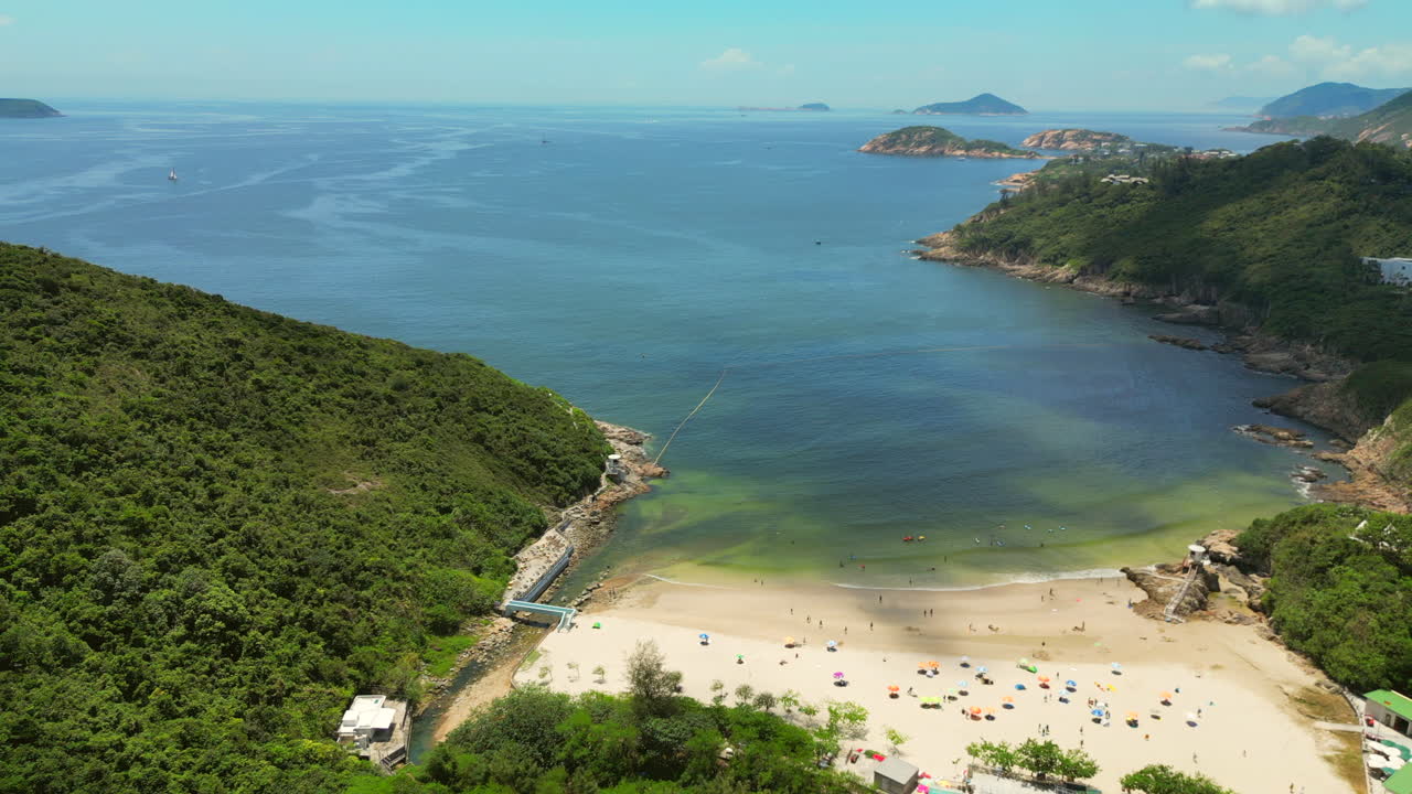 Big Wave Bay Hong Kong Island China Drone Track Back Pan 4K 60FPS