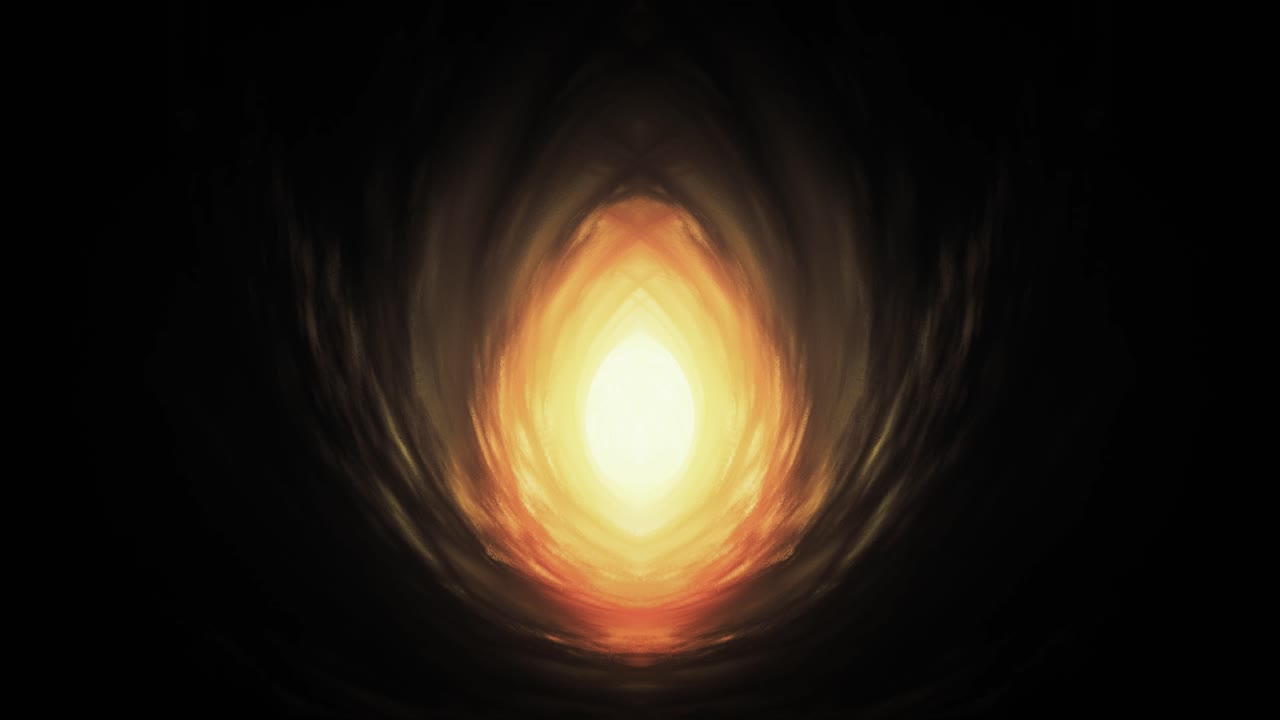 immagine frattale di un buco di verme intergalattico con colori caldi