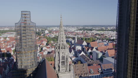 overlooking the city of ulm, standing in the tower of the ulmer mã¼nster