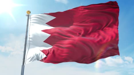 4k-3D-Illustration-of-the-waving-flag-on-a-pole-of-country-Bahrain