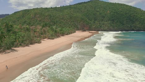 Long-stretch-of-white-sand-on-Playa-El-Valle,-Dominican-Republic