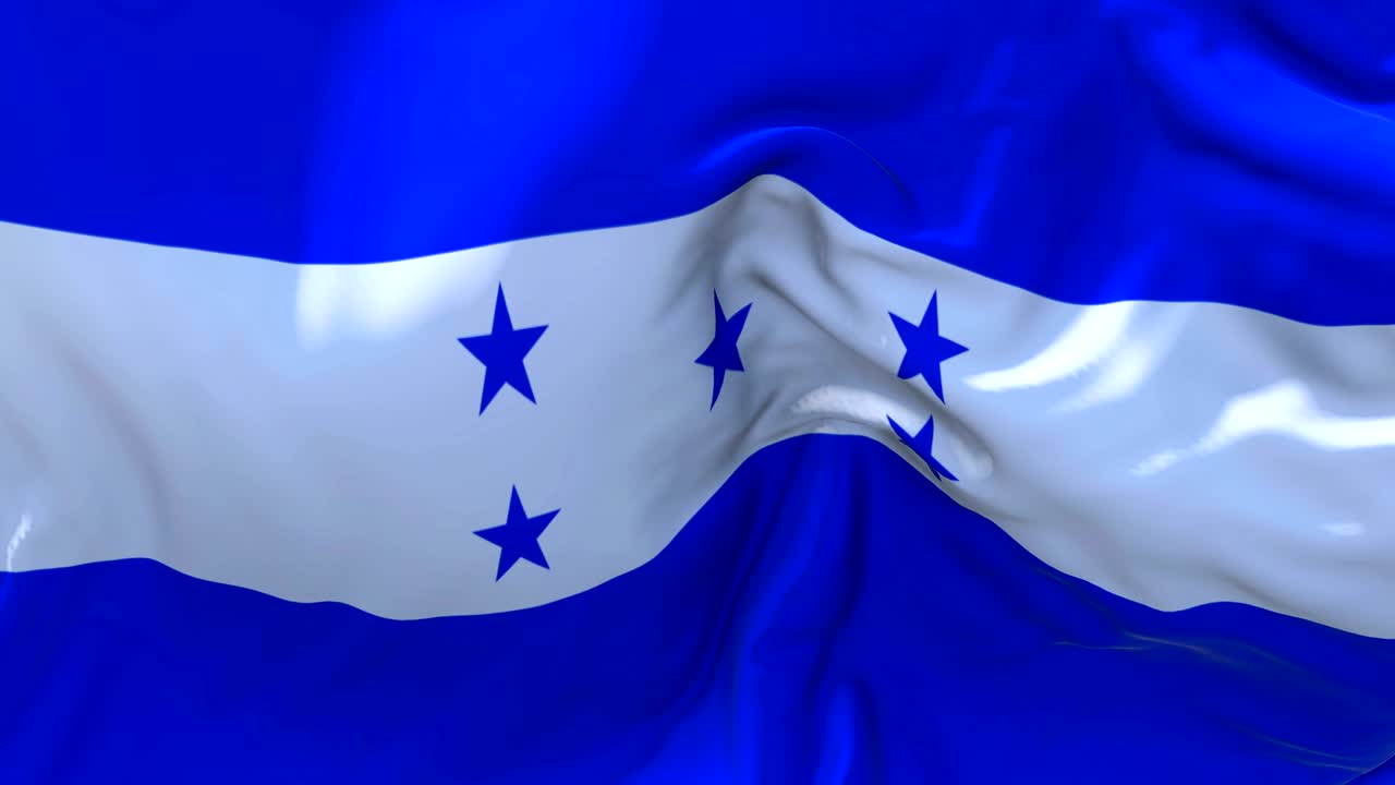 Honduras Flag Waving in Wind Slow Motion Animation . 4K Realistic Fabric Texture Flag Smooth Blowing on a windy day Continuous Seamless Loop Background.
