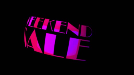 4k colorful word weekend sale title - 3d illustration of isolated word weekend sale rotation loop animation concept isolate using quicktime alpha channel prores 4444. sales promotional intro template