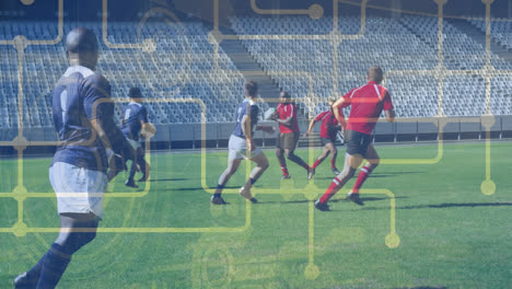 animación de la red de conexiones sobre jugadores de fútbol