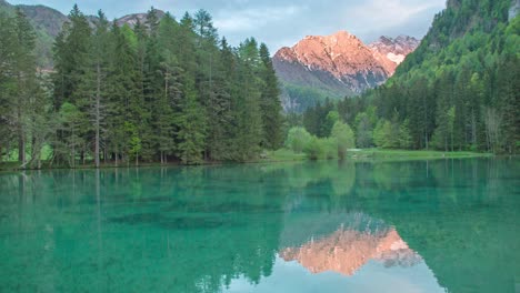 A-pan-shot-of-a-lake-at-Jezersko