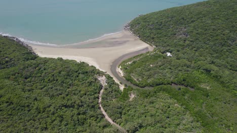 Isolated-Beach-At-Finch-Bay-On-A-Sunny-Summer-Day-In-Cooktown,-Queensland,-Australia