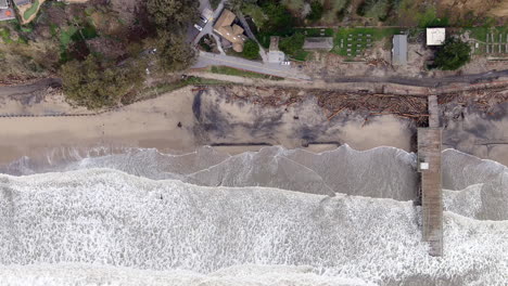 Popular-Beach-And-Iconic-Pier-Destroyed-By-Storm-In-Seacliff-State-Beach,-Aptos,-California