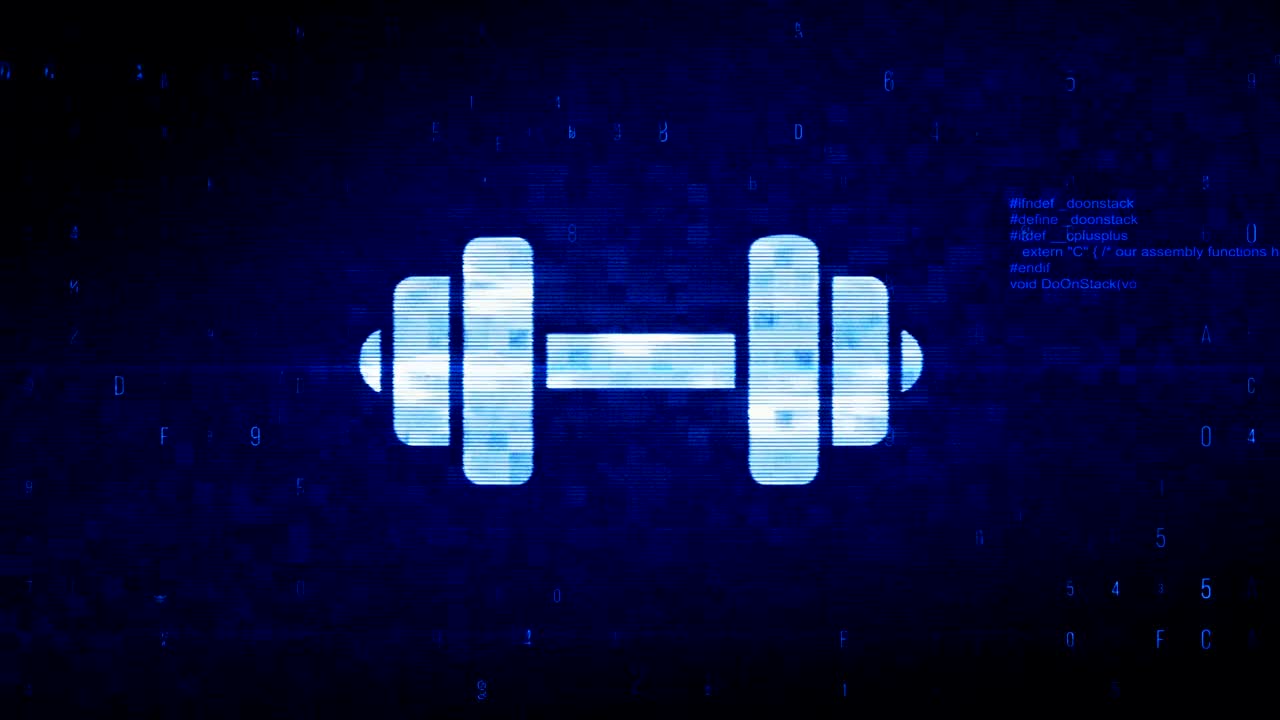 덤벨 기호 디지털 픽셀 노이즈 오류 애니메이션