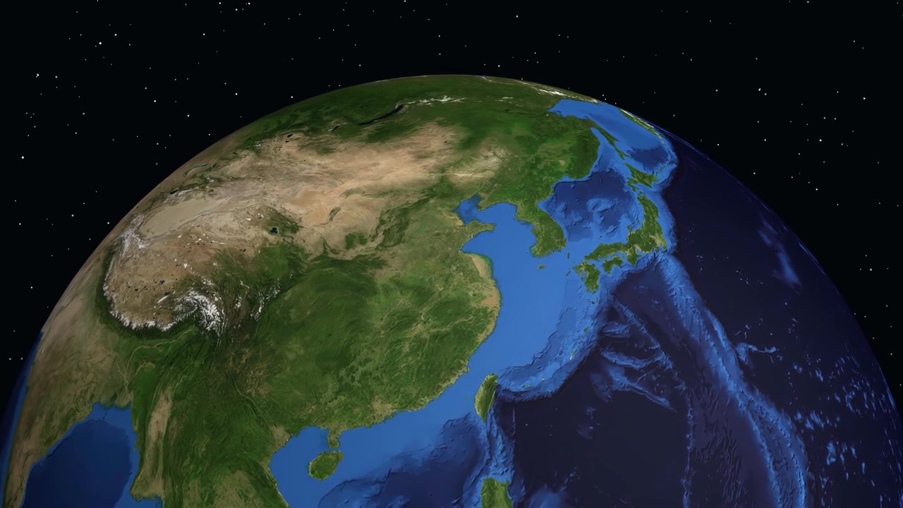 Animasi digital melesat dari antariksa yang dalam ke penanda lokasi tertentu di Zaozhuang, Tiongkok.