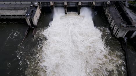 hydroelectric dam on douro, peso da régua, portugal - aerial