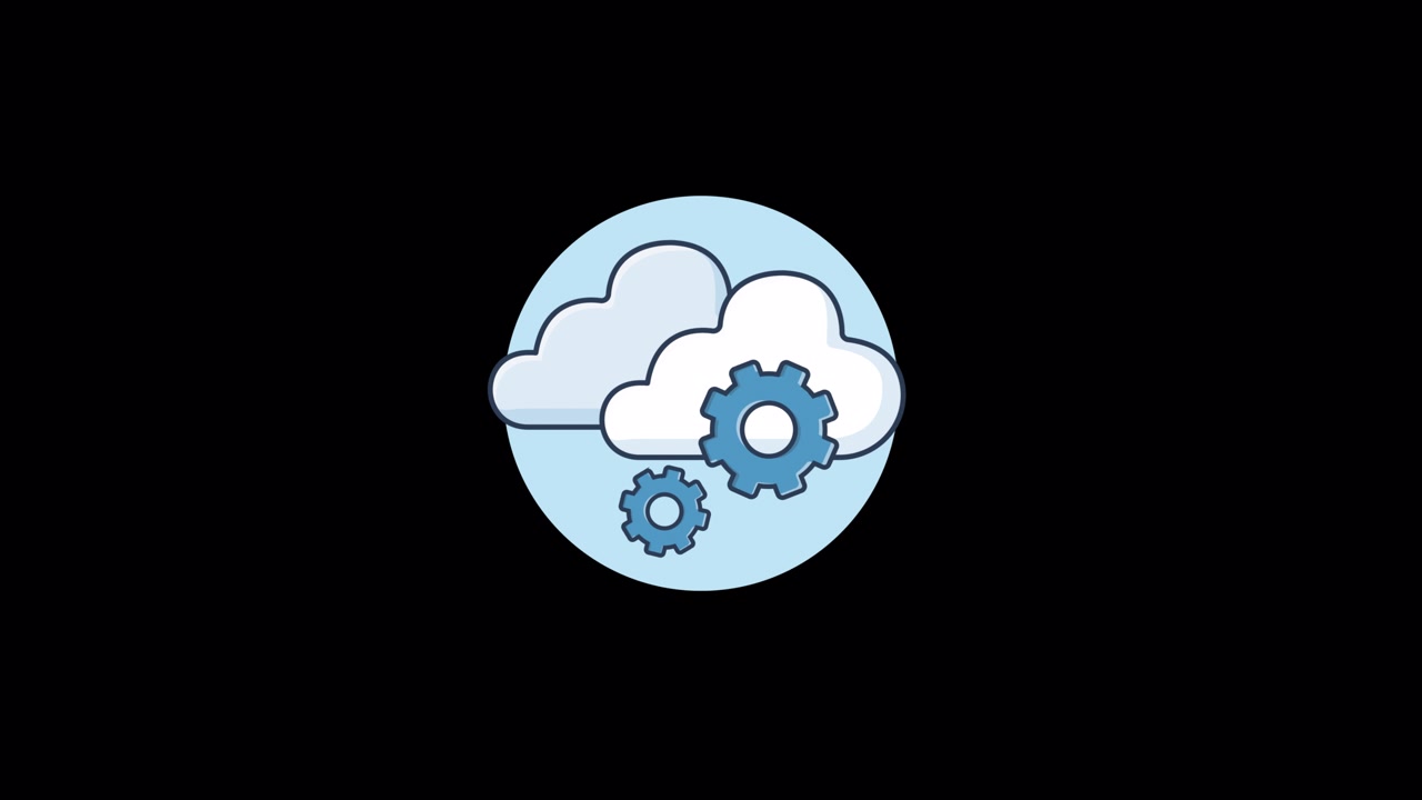 Animated Icon of Cloud Computing with Rotating Gears