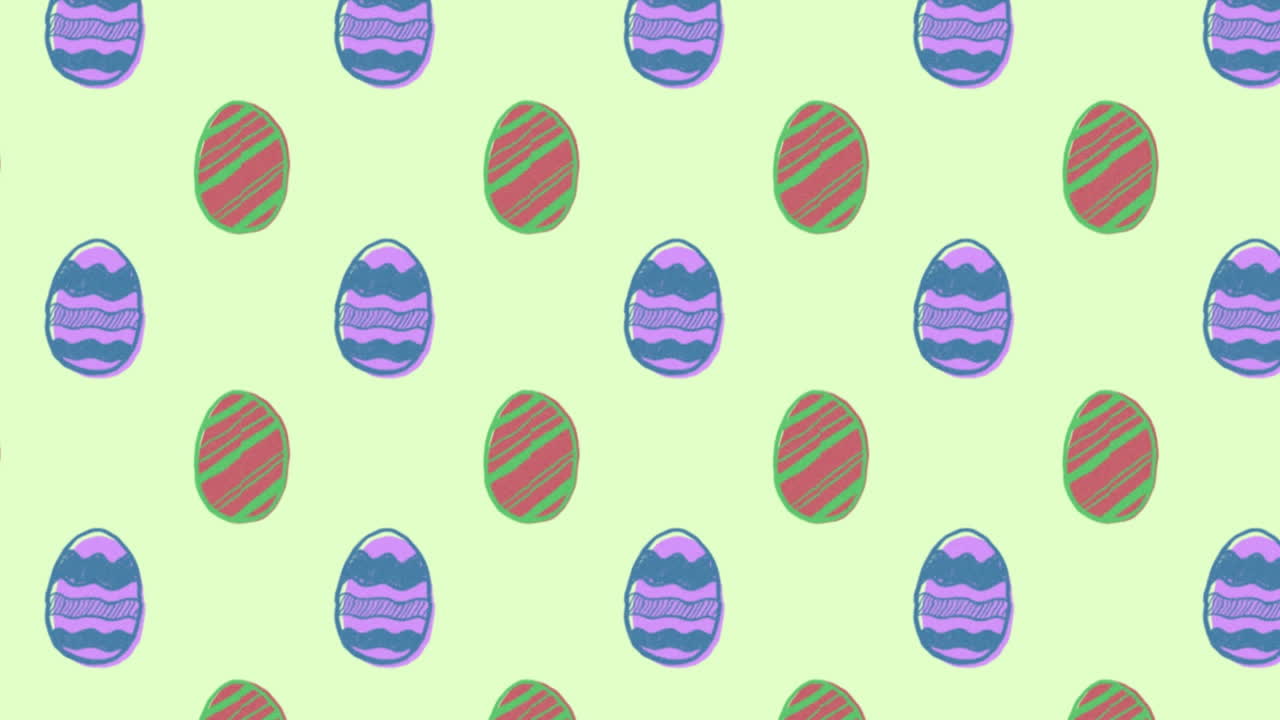 Animation of easter eggs on green background