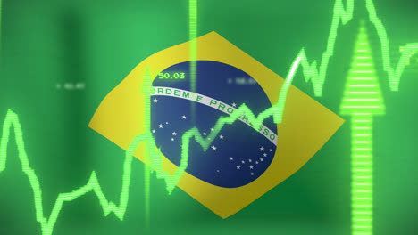 animation of data processing over flag of brazil