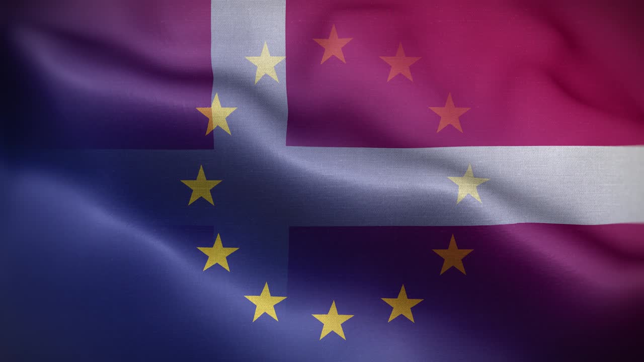 bandera de la unión europea y dinamarca 4k