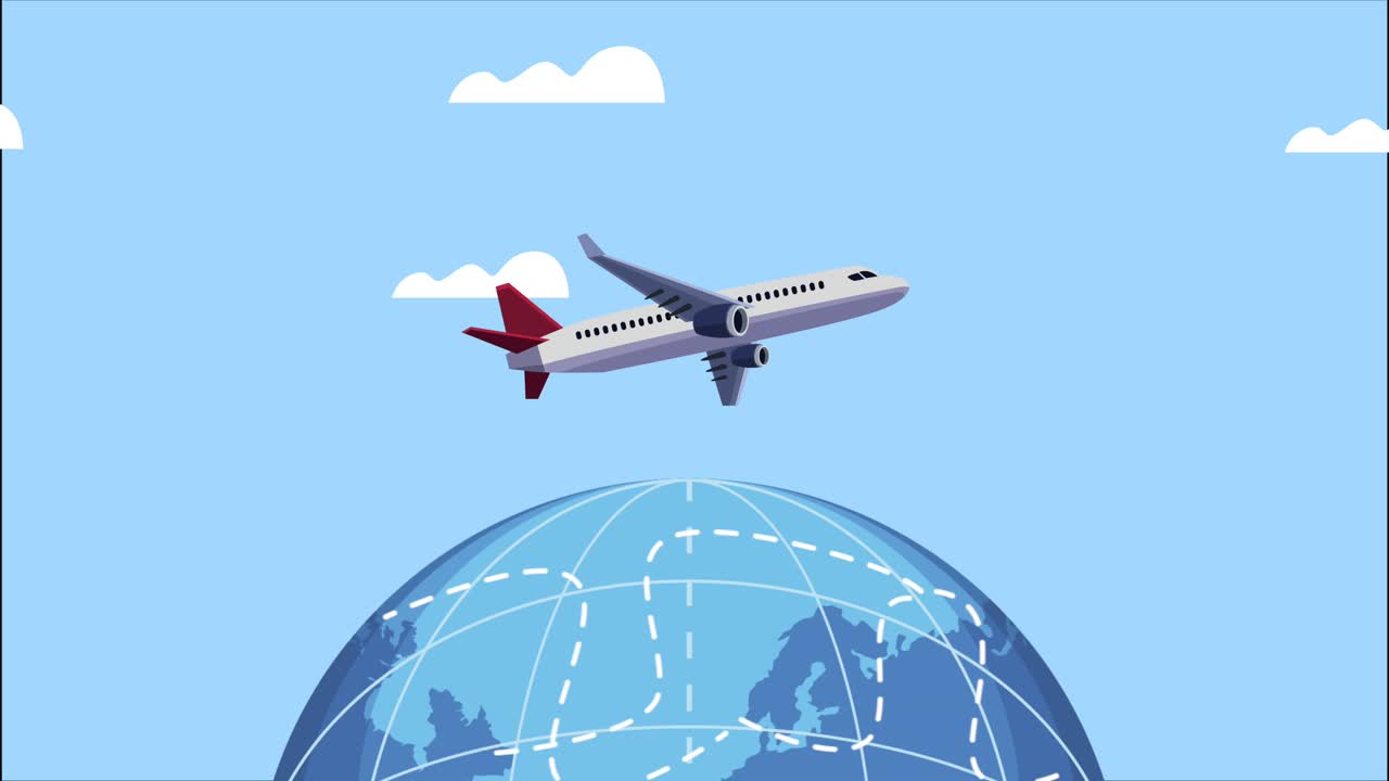 Airplane travel flying in the sky with earth planet | Premium Stock ...