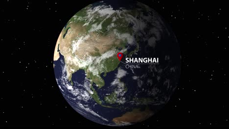 a rapid zoom-in animation towards shanghai, china.