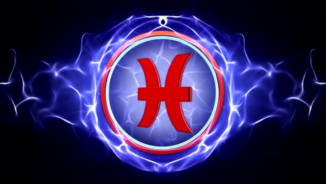 signo del zodiaco de los peces en partículas animación de anillo, fondo, bucle