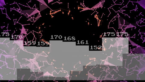 animación de formas que se mueven sobre diagramas con datos