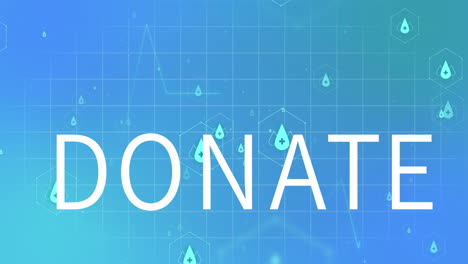animación de cardiógrafo con iconos médicos y texto de donación en fondo azul