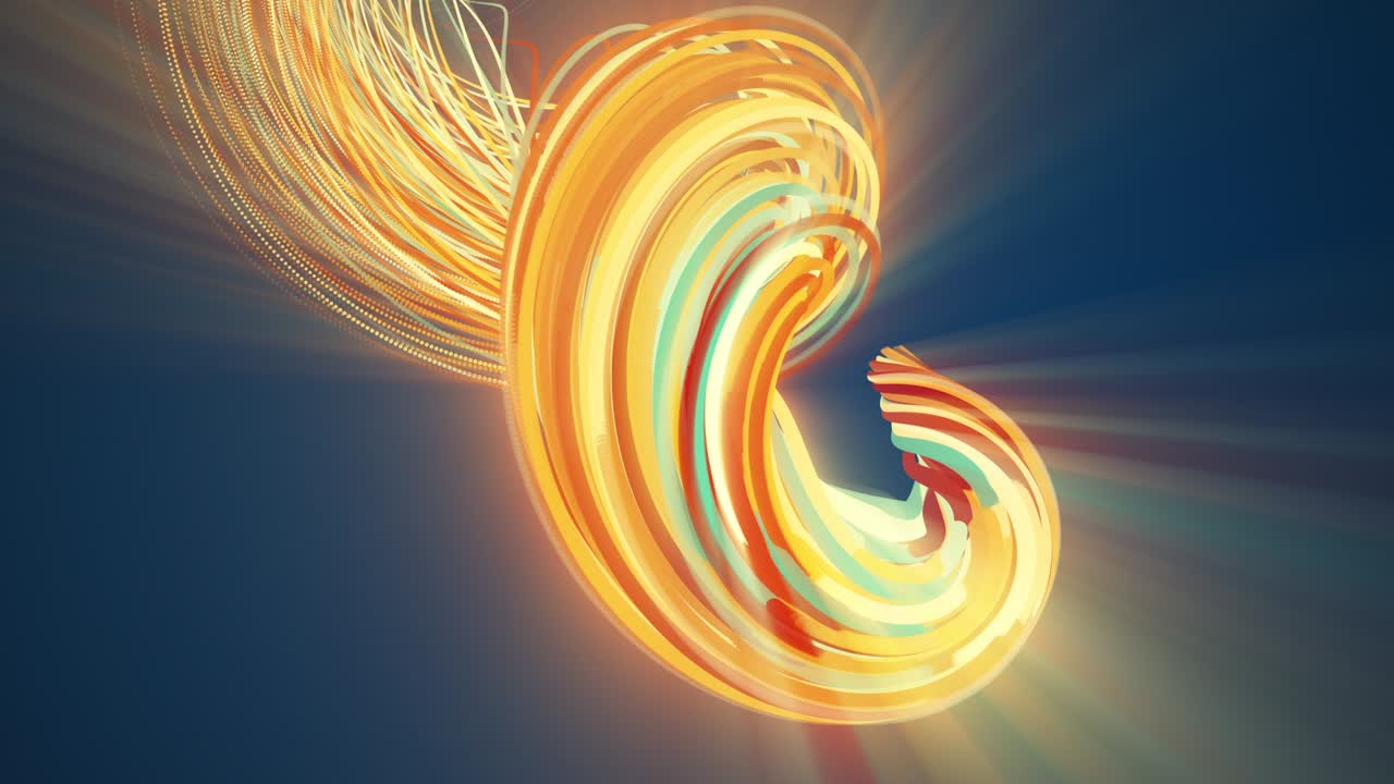 분자에서 나선형 추상 요소, 컴퓨터 생성. 3d 렌더링 소용돌이 배경