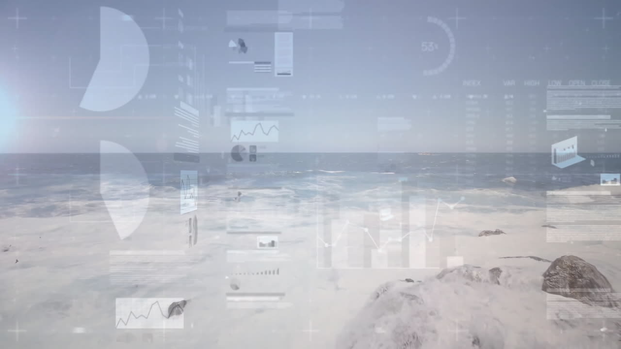 Animating graphs and charts over ocean waves for data visualization