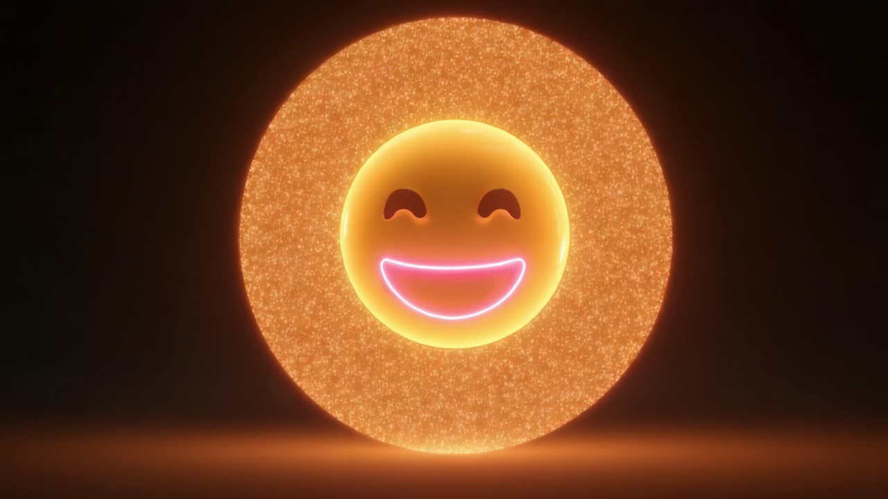 A Bright and Joyful Smiley Face Animation Surrounded by Sparkling Effects, Emitting Positive Vibes, Perfect for Celebrations or Cheerful Themes in Visual Media