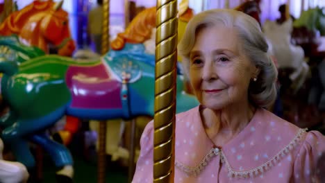 senior woman at a carousel