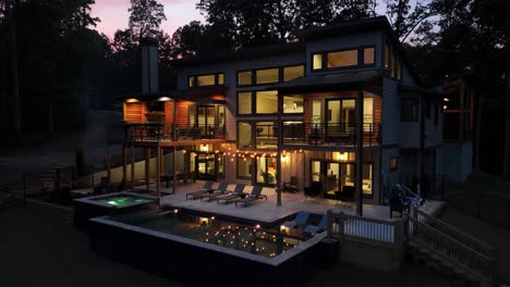 luxury cabins at the clear creek family retreat in ellijay, georgia usa. aerial shot
