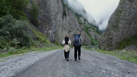 hikers in a mountain canyon