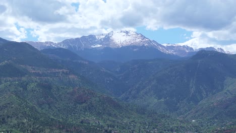 cumbre de pikes peak en colorado springs, paisaje natural panorámico aéreo de los estados unidos