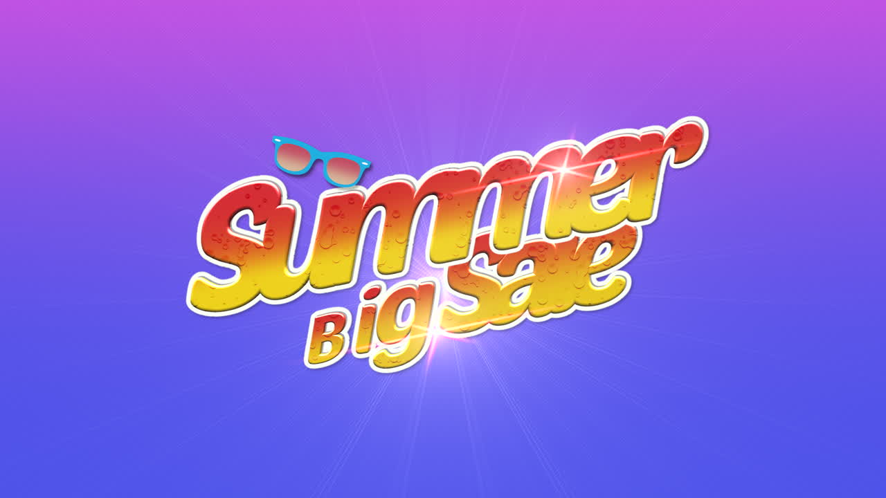 파란색 그라데이션에 선글라스와 함께 큰 여름 판매