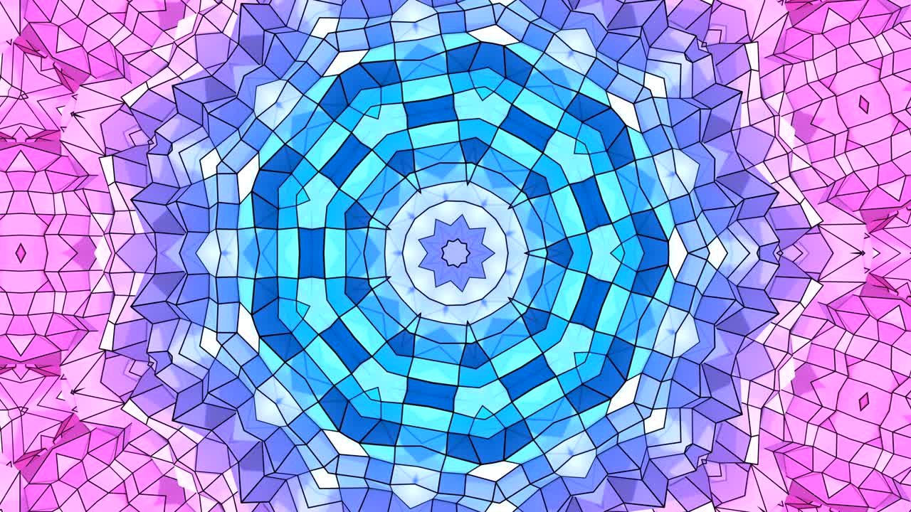 4k limpio bajo poli fondo animado en bucle. animación 3d sin costuras en estilo geométrico moderno con colores de gradiente modernos. fondo creativo simple. colores de gradientes rojos azules, estructura circular 6