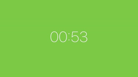 semplice cinquantanove secondi conto alla rovescia digitale bianco timer schermo verde chroma key timer, contatore, isolato