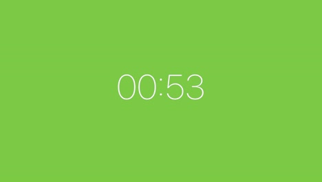 simple fifty nine second white digital count down timer green screen chroma key timer, counter, isolated