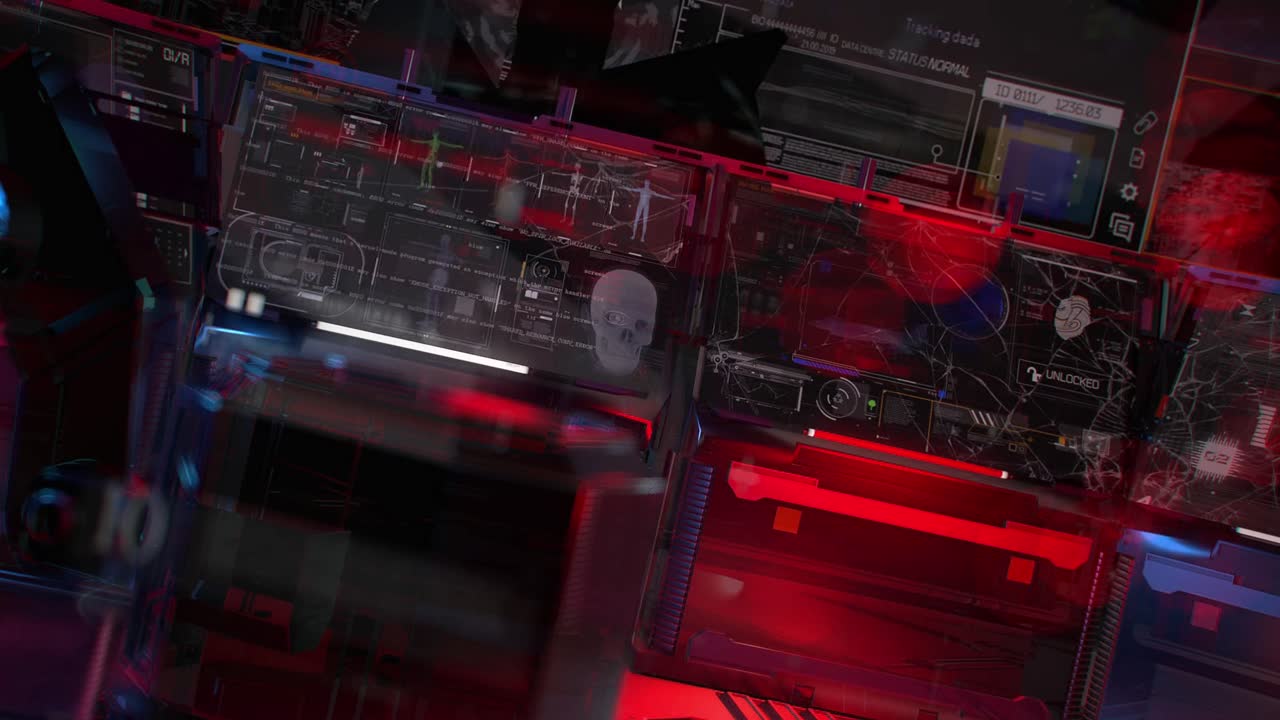 Hud interface panel with complex infographic data of skull motorcycle and airplane elements. Abstract and futuristic vfx