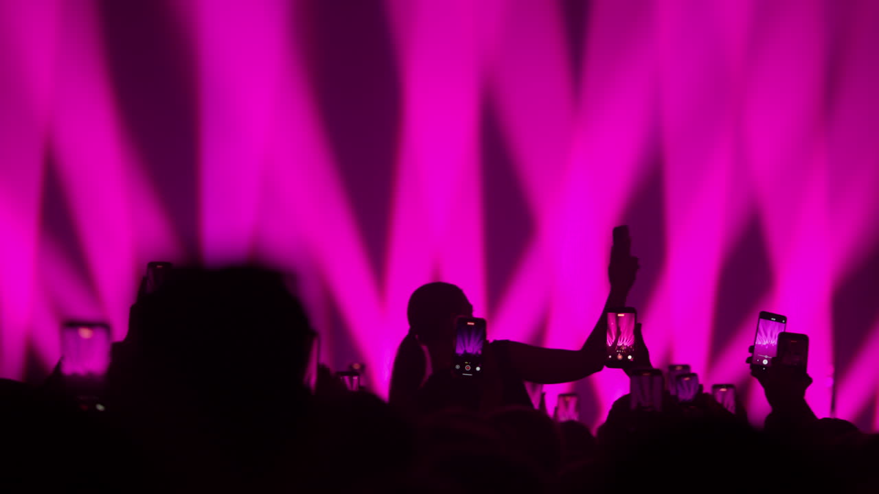 Silhouette di una persona che filma un concerto