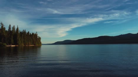 wooden dock on pristine waters of priest lake in bonner county, idaho