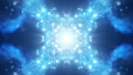 exploring vibrant blue hues in a captivating geometric pattern, this visual journey draws viewers into a mesmerizing realm of color and light, offering a unique abstract experience filled with energy.